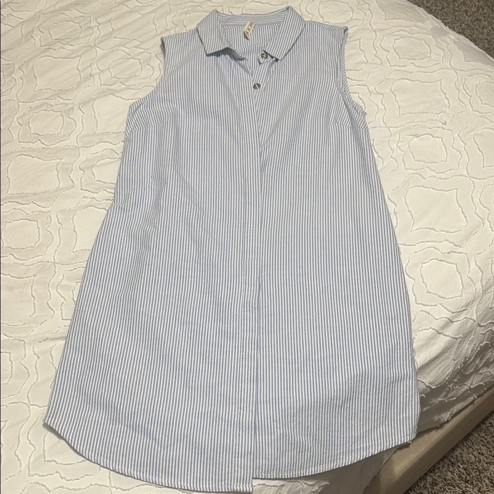 Sleeveless Blue Striped Kids Dress